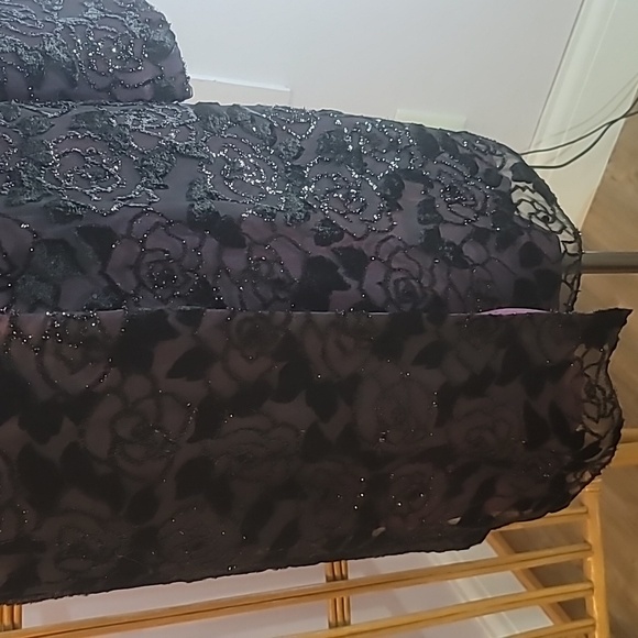 PATRA dress jacket purple black rose pattern velvety - Picture 5 of 14